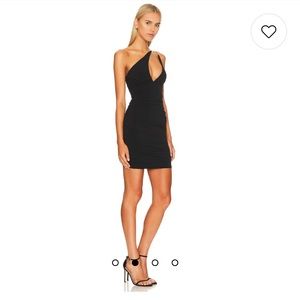 Nookie Tia mini dress in black gold tone chain shoulder strap lined fitted Sz M